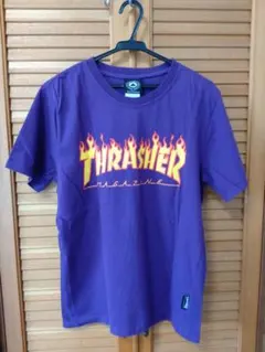 THRASHER フレイムロゴ パープル Tシャツ
