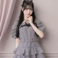 evelyn リボンキャミギャザーワンピース ギンガム チェック - メルカリ