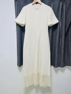 ZARA ツイード　ロングワンピース　フリンジ　半袖　マキシワンピース