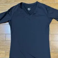 ミズノ　アンダーシャツ　Ｖネック　7部袖　ブラック　サイズL