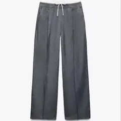 ZARA WIDE-LEGパンツ ダブルウエストバンド グレー　Mサイズ