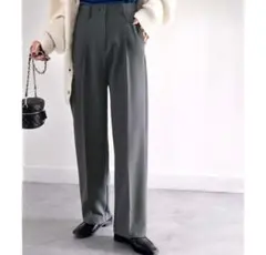 classicalelf センタータック入り セミワイドパンツ M 　チャコール