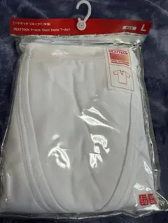 ユニクロ　ヒートテック　L 半袖　Vネック　メンズ　ホワイト