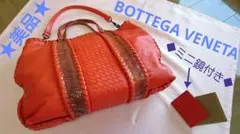 【美品・ほぼ未使用】ボッテガヴェネタ　蛇革&イントレチャート ショルダーバッグ