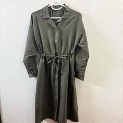 INGNIオリーブ色 ボタン付きシャツワンピース 長袖