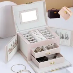 ジュエリーボックス 段式 　 鍵付き 大容量　ジュエリーアクセサリー ブラック