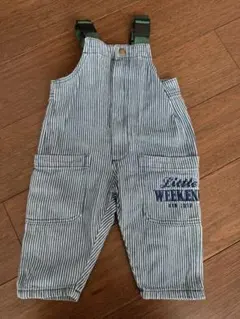 little weekend サロペット 80 ヒッコリー柄