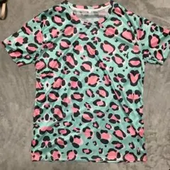 ピンクヒョウ柄 半袖Tシャツ Lサイズ　y2k 速乾　平成のサムネイル