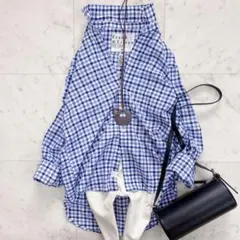 美品✨EILEENモデル　フランク&アイリーン　コットンシャツ　ブルー　チェック