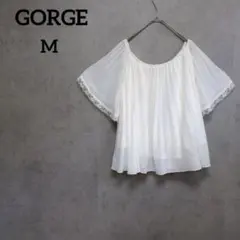 ゴージ　GORGE ブラウス　プリーツ　半袖　ワイドスリーブ　Mのサムネイル