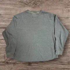 US 古着 サーマル ワッフル 生地 長袖 Tシャツ 前V アメリカ 古着