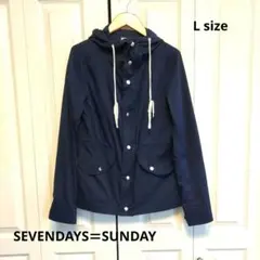 SEVENDAYS＝SUNDAY　L フード付き　ネイビー　マウンテンパーカー