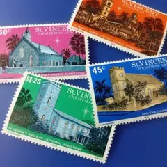 9725 外国切手 セントビンセント 1976年クリスマス 様々な教会 4V