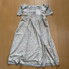 新品　タグ付き　クチュールブローチ　ワンピース　ベージュ　ブラック