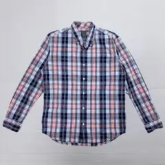 GAP チェックシャツ L ピンク ネイビー ブルー 長袖 メンズ ボタンダウン