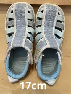 ブランシェス×IFME 水色 メッシュ サンダル 花柄　水陸両用17.0cm