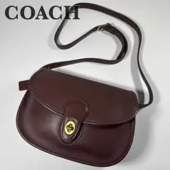 美品 オールドコーチ ショルダーバッグ 斜め掛け ターンロック レザー ブラウンのサムネイル