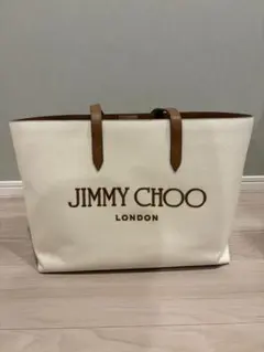 JIMMY CHOO キャンバス×レザー トートバッグ