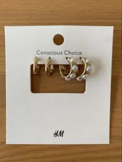 H&M パール付きフープピアス 2点セット