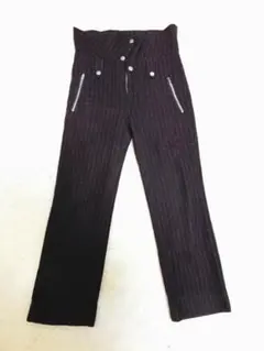 希少！【MOKU MOKU】アンゴラ混ウール2WAY折返しストライプパンツ