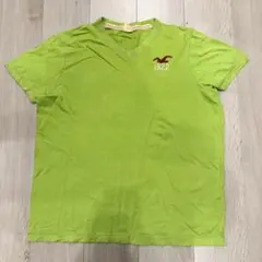 Hollister Tシャツ XL グリーン Vネック 刺繍　ワンポイントのサムネイル