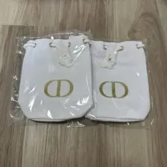 DIOR ディオール ノベルティ 巾着ポーチ 白2点セット
