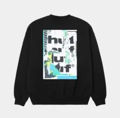 huf ブラック クルーネック スウェット
