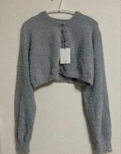 グレイル　グレー ラメ入り クロップドカーディガン Fサイズ　mh26