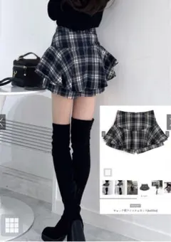 チェック柄フリルスカートパンツ[ks006a]