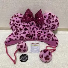 ディズニー　ヒョウ柄　ファンキャップ ピンク レオパード ミニー