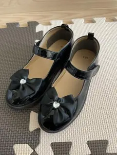 黒 リボン付き フォーマルシューズ 18.0