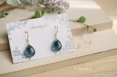 ＊心落ち着く深い青緑の蛍石（フローライト）のシンプルピアス＊