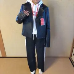 黒レザーライダースジャケット 片袖デザイン