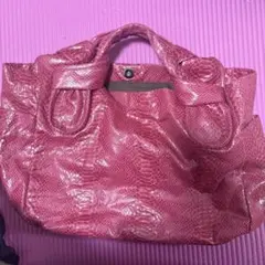 cache cache ピンク ヘビ柄 ハンドバッグ