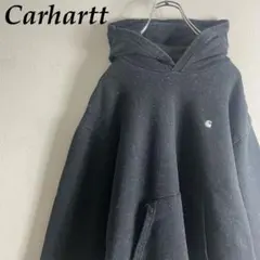 カーハート☘M☘黒☘パーカー☘刺繍☘プルオーバー☘ワンポイント☘ラメ風☘ブラック