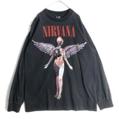 3758 Nirvana ニルヴァーナ インユーテロ ビッグプリント ロンT 黒 