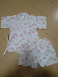 甚平 90 水玉柄 ピンク くろわっさんすべべ