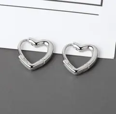 【新品】フープピアス　ハート　925　ゴールド　シンプル　ワンタッチ　韓国