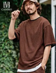 再値下げ！BRN/M 新品 CAMBIOラッセルレイヤードShort Tシャツのサムネイル
