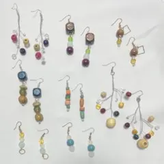 ウッドビーズ ピアス 8点セット