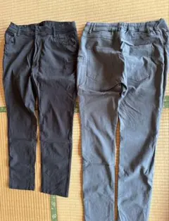 スリムフィット グレー ブラック パンツ ２本組