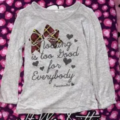 140cm 長袖カットソー Tシャツ グレー チェックリボン 平成女児