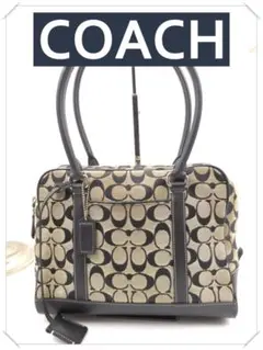 ✨COACH　コーチ　トートバッグ シグネチャー ブラック　キャンバス／レザー