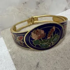 21.402【ブレスレット】七宝焼　バングル　青　アクセサリー　ヴィンテージ