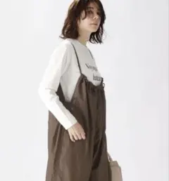 ニコアンド　ギャザーミリタリーサロペ