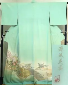 華徒然 化繊 振袖 袷 青緑 牡丹 藤 Lサイズ - メルカリ