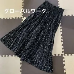 グローバルワーク　ワイドパンツ　スカーチョ　ブラックレオパード　L