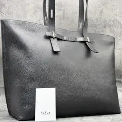 極美品 フルラ GIOVE L トートバッグ メンズ シボ革 肩掛け A4 黒のサムネイル