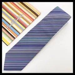 【美品】ポールスミス ネクタイ ストライプ柄 パープル系