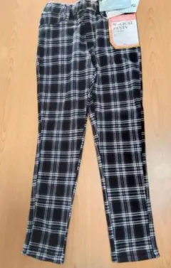 裏シャギー　パンツ　ブラック✕チェック　140センチ